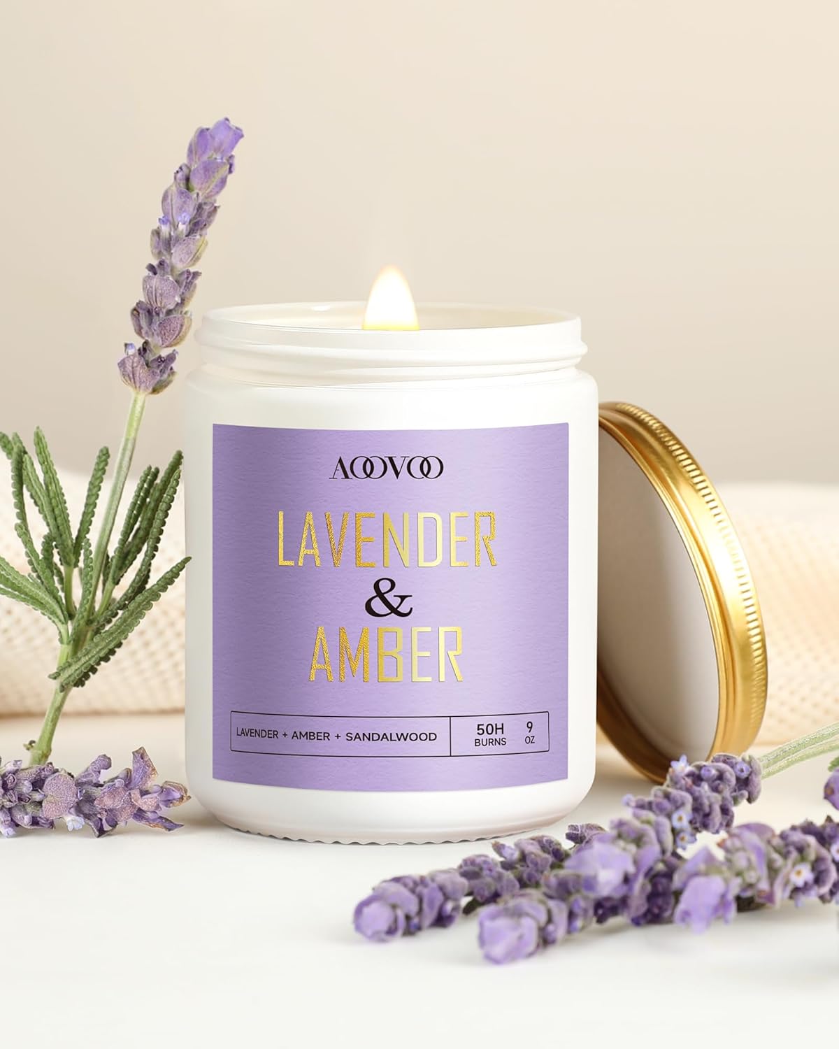 AOOVOO 4 Pack Scented Candles - Lavender Vanilla Sage Eucalyptus