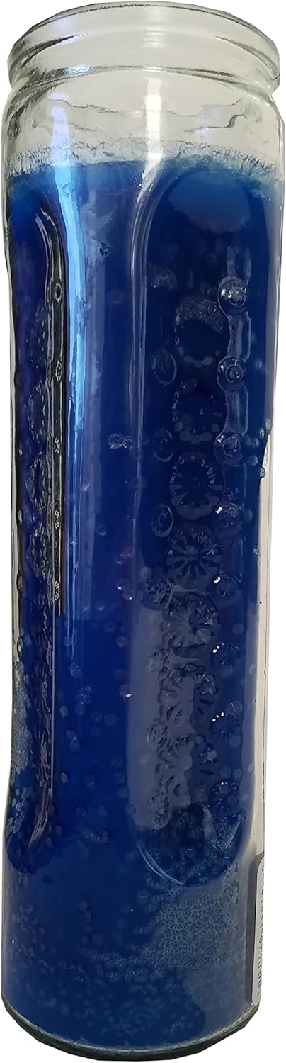 Staci19 Blue Pillar Candle 8 Inch Tall