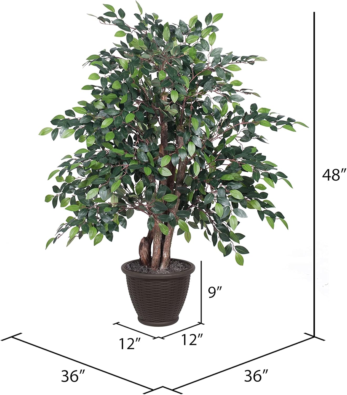 Vickerman 4 Foot Artificial Mini Ficus with Brown Container