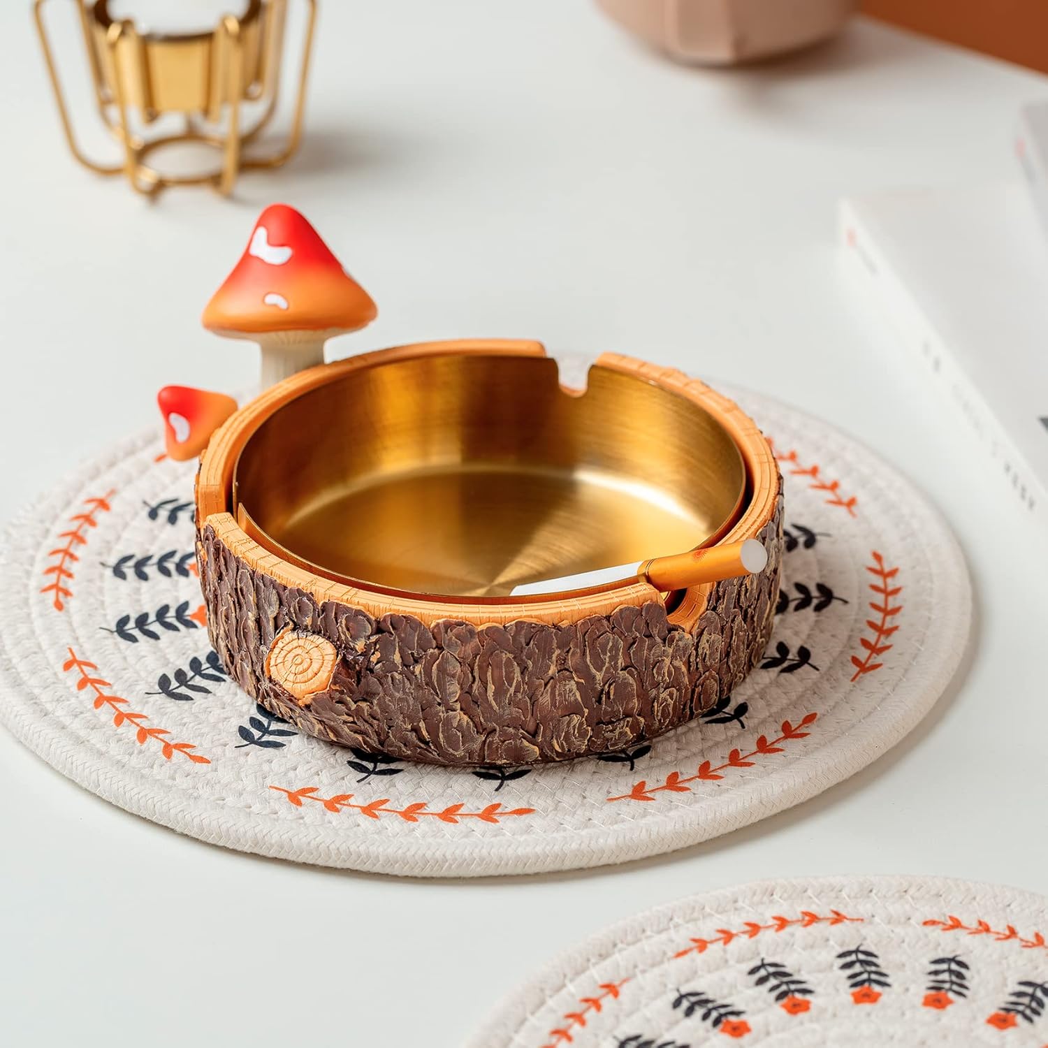 Cute Mushroom Ashtray with Stainless Steel Tray
