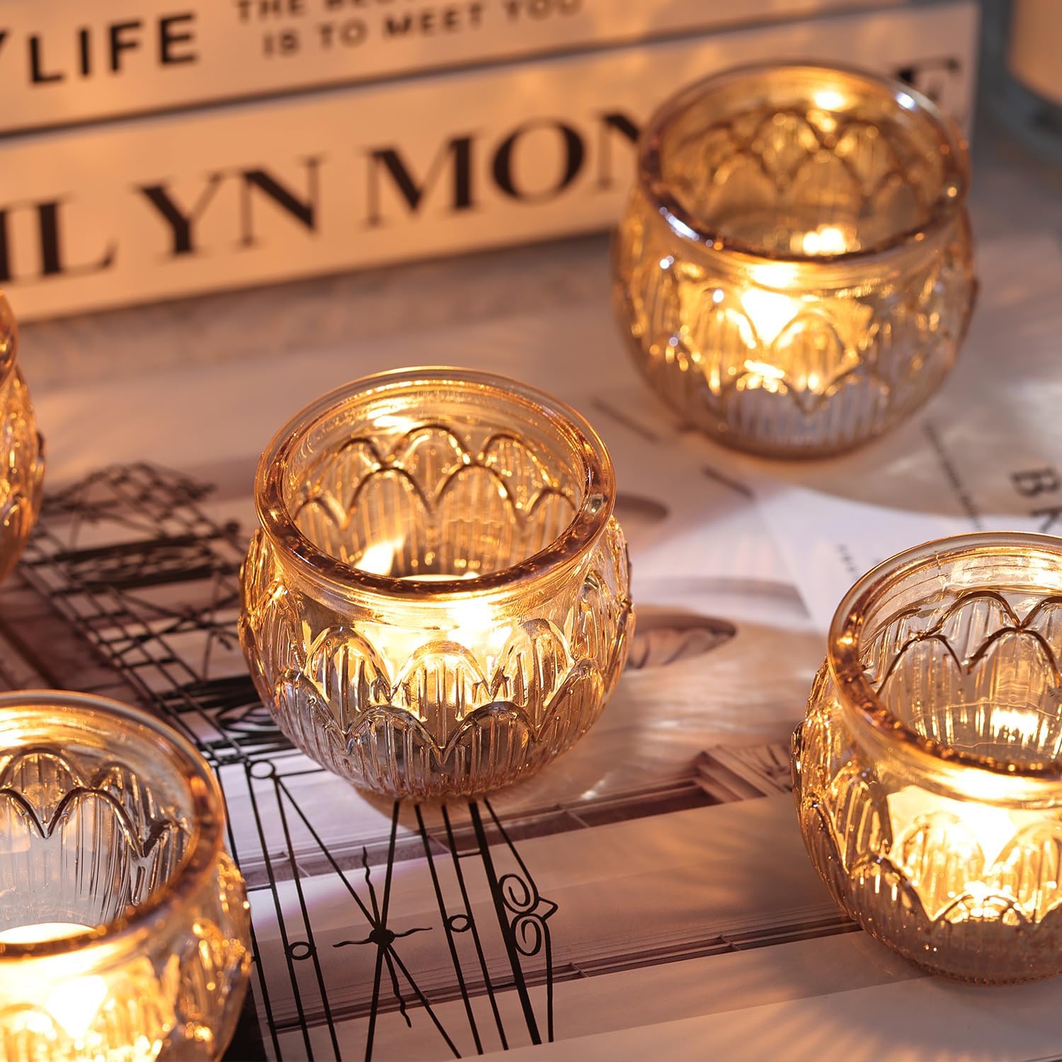 Gold Votive Candle Holders Set of 12PCS