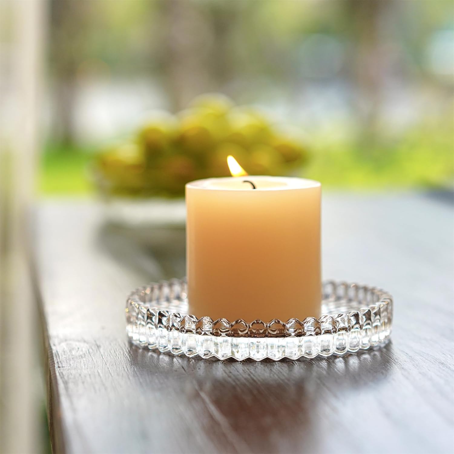 Kanpura Clear Glass Candle Holder Plates Set of 6