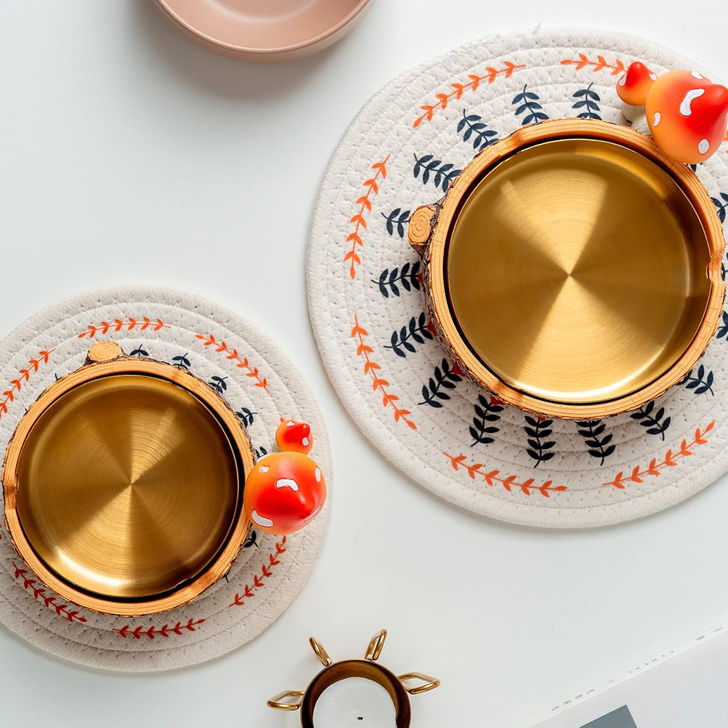 Cute Mushroom Ashtray with Stainless Steel Tray
