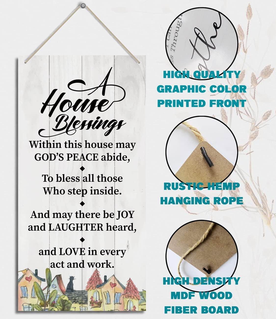HALUOSI Wooden Family Decor Sign 12x6 Inch