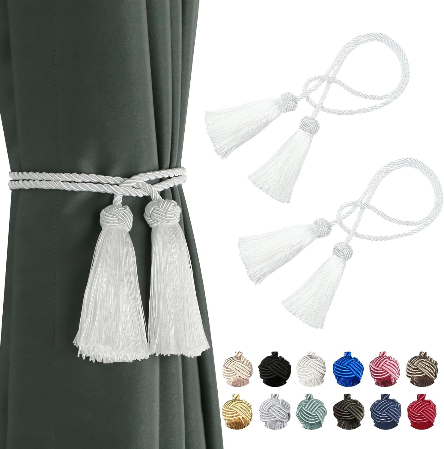 BEL AVENIR 2 Pack Curtain Tiebacks with Tassels