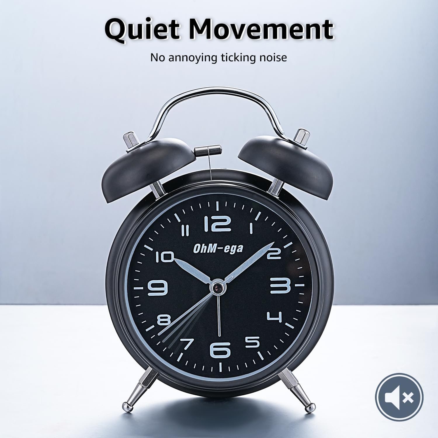 OhM-ega Twin Bell Alarm Clock for Heavy Sleepers