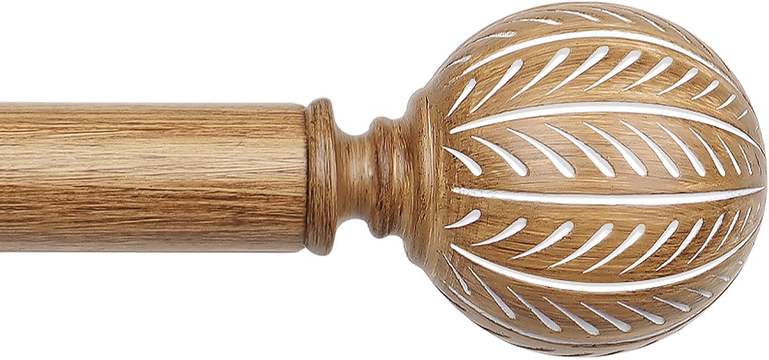 KAMANINA 1 Inch Adjustable Wood Curtain Rods 48-84 Inches