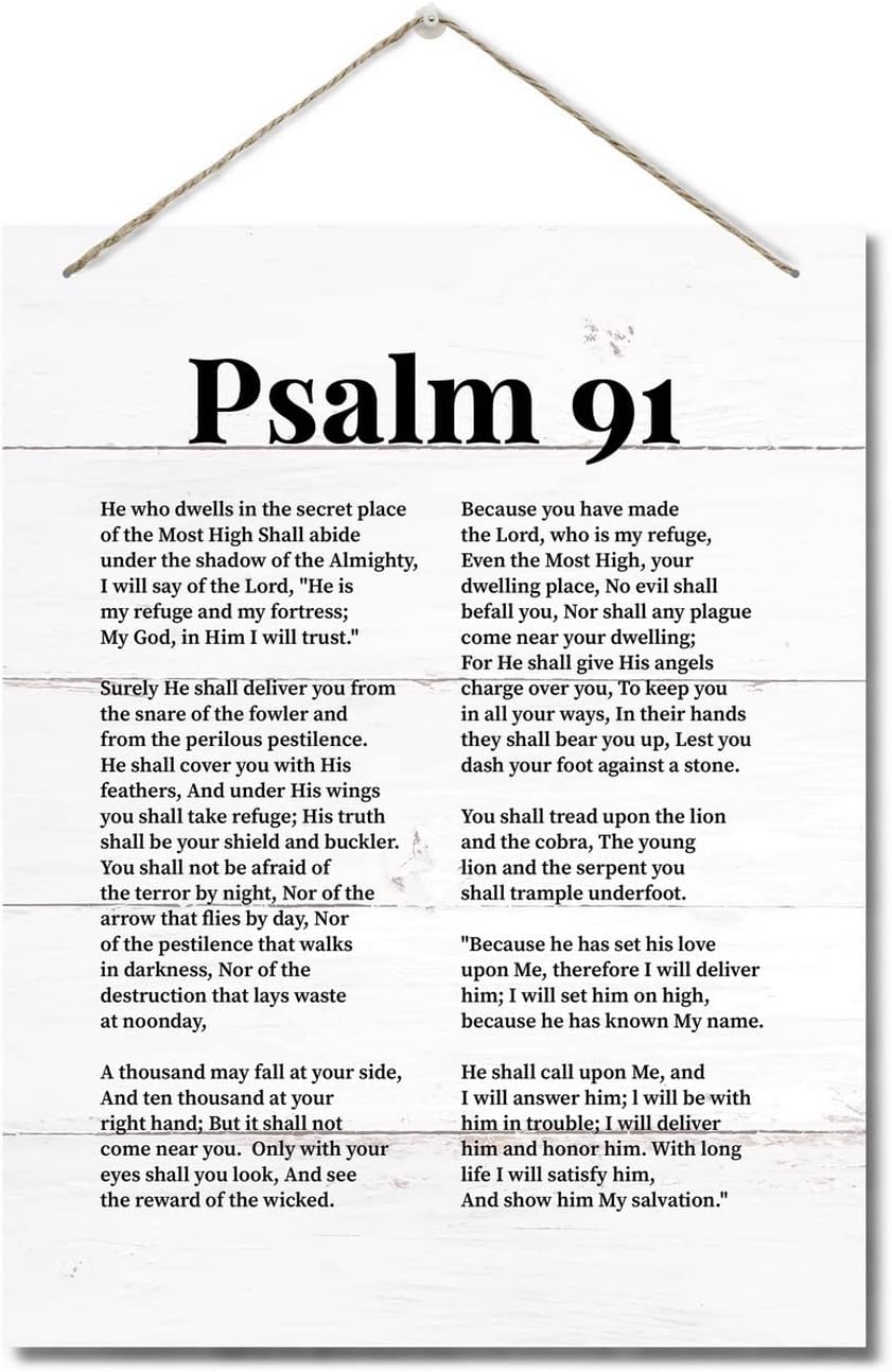 Psalms 91 Christian Inspirational Wall Decor Sign