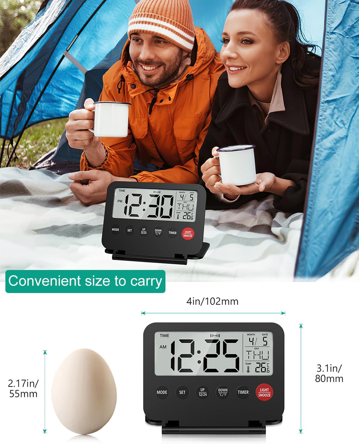 ORIA Digital Alarm Clock with Backlight and Snooze