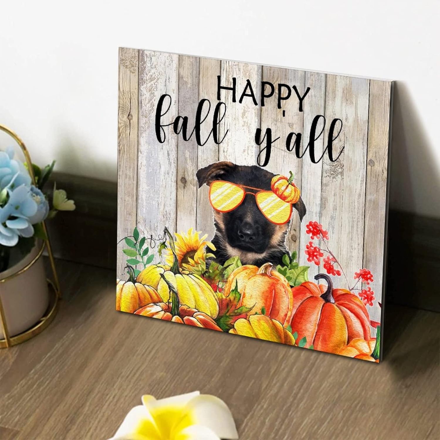 Thanksgiving Fall Wood Sign Plaque 8x8in