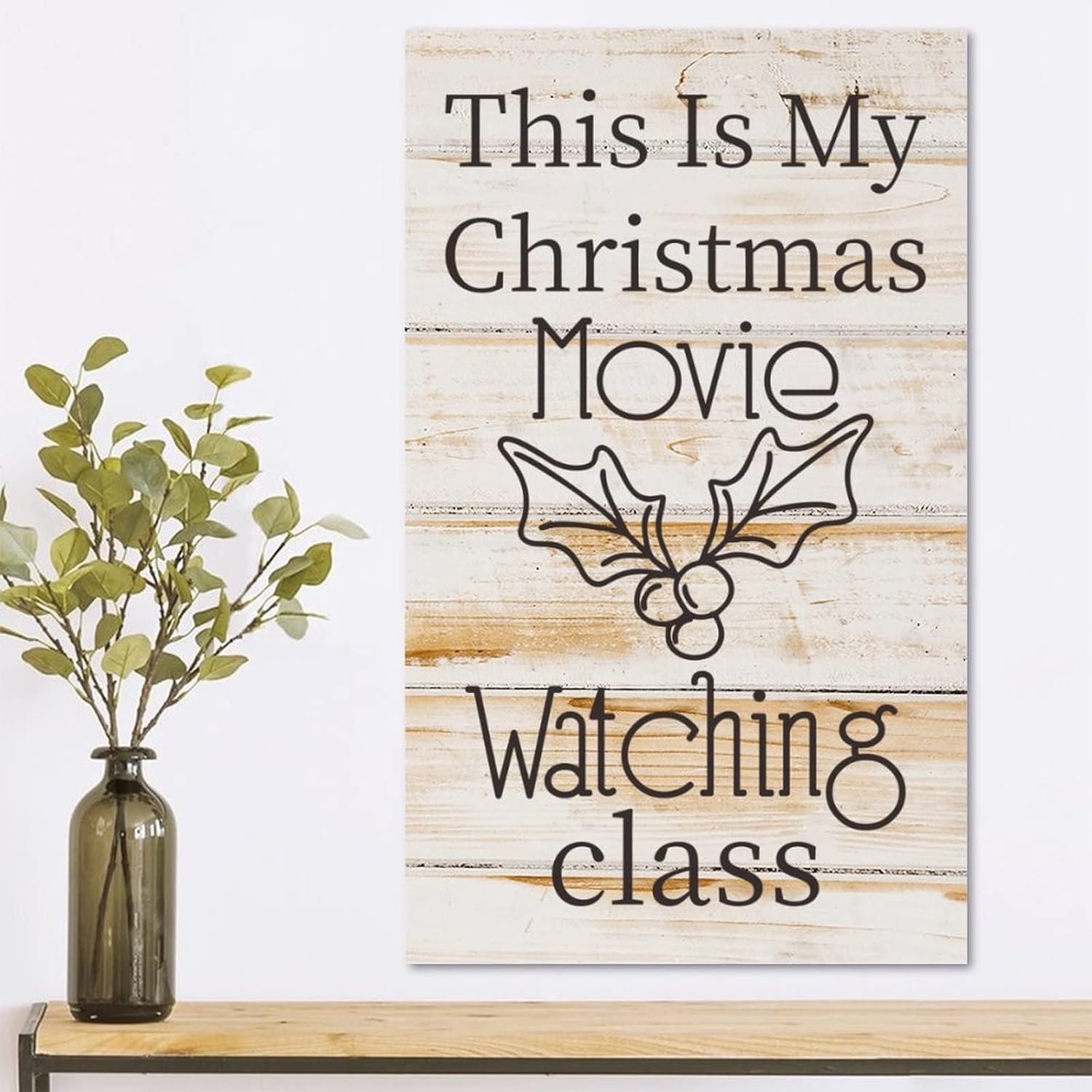 Wood Plaque Wall Hanging Love Quote Christmas Movie Watching Art Sign