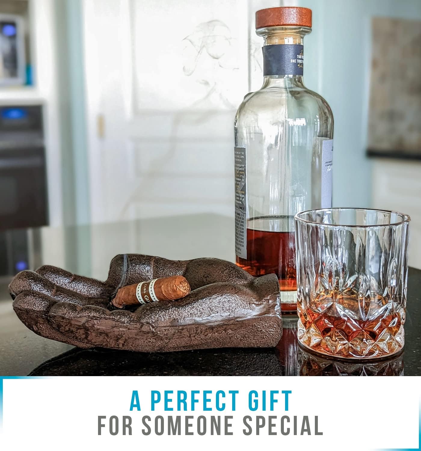 Cast Iron Cigar Ashtray Hand-Shaped - Rustic Decorative Tray