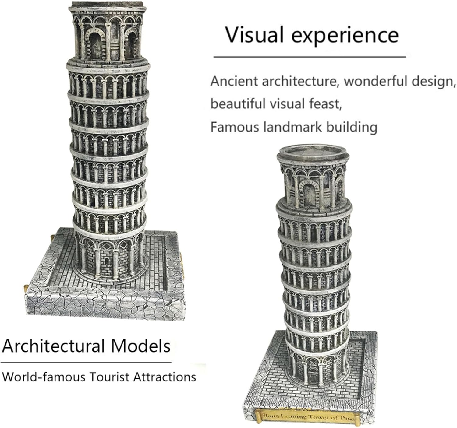 Italy Leaning Tower of Pisa Resin Statue - Gray