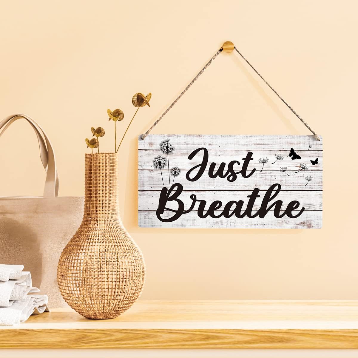 Funny Bathroom Signs Gift Farmhouse Wooden Hanging Sign Rustic Wall Art
