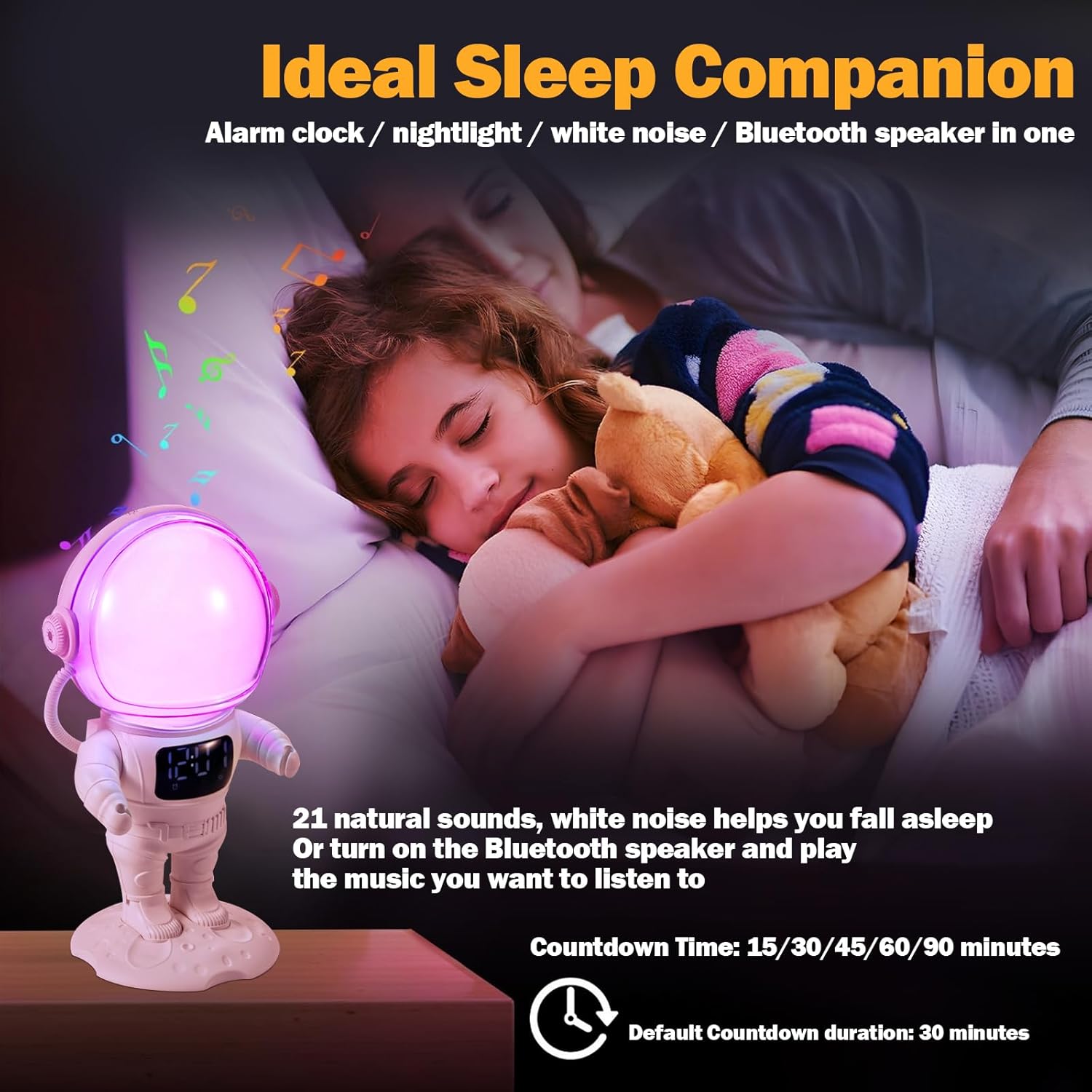 Astronaut Sunrise Alarm Clock with Light and Sounds