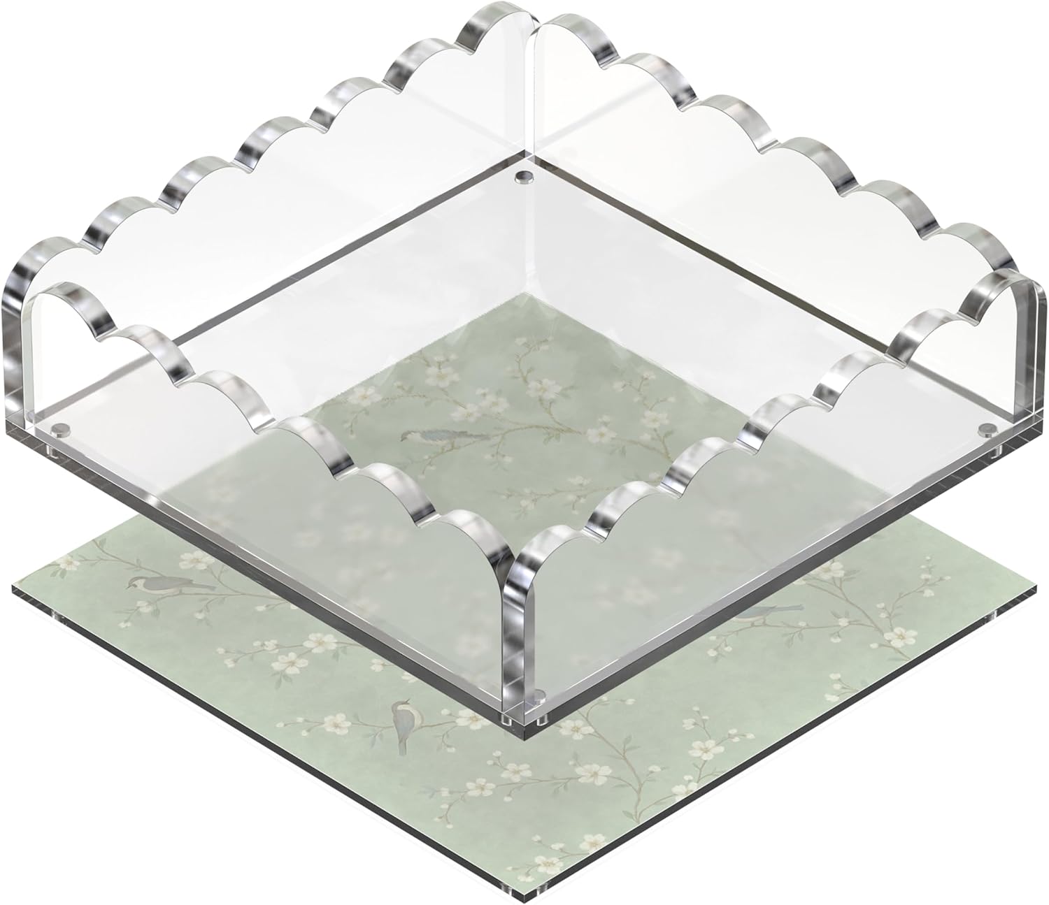 8 x 8 Scalloped Acrylic Tray with Magnetic Mat