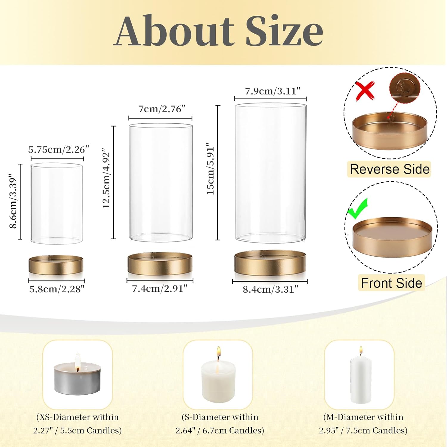 Hewory Gold Hurricane Candle Holder Set of 6