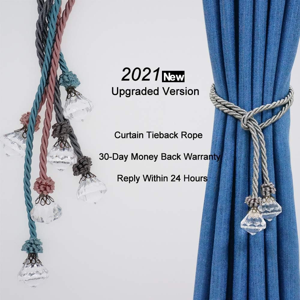 HIASTRA Curtain Tiebacks Rope with Crystal 2pcs