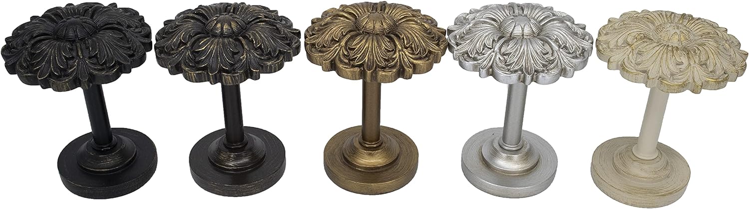 MERIVILLE 2 Pack Fleur Window Drapery Holdbacks with Gold Finish