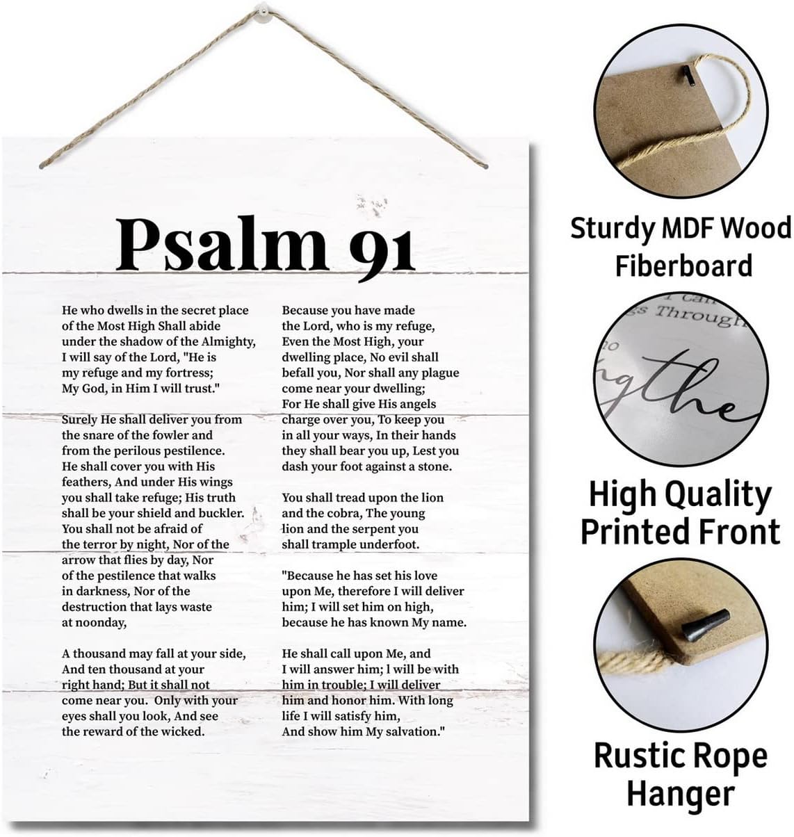 Psalms 91 Christian Inspirational Wall Decor Sign