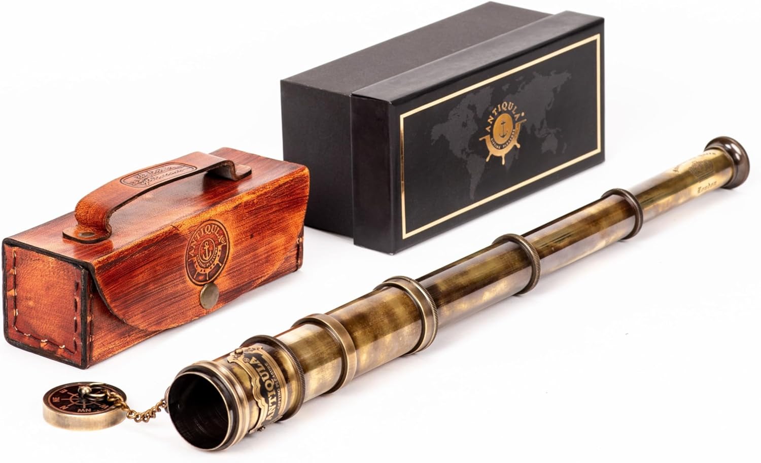 1920 Vintage Brass Telescope with Leather Case