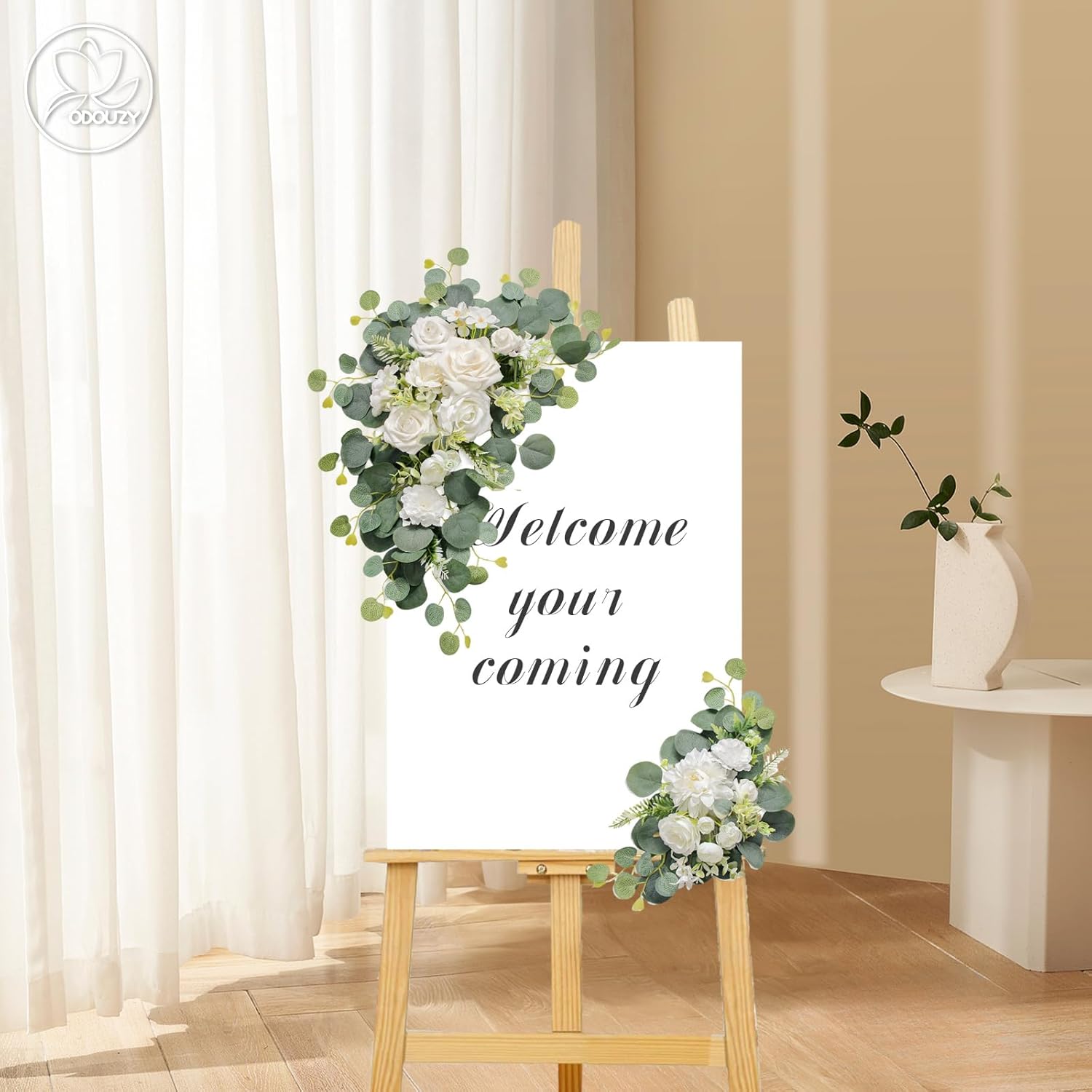 Artificial Wedding Arch Flowers Set of 2 White