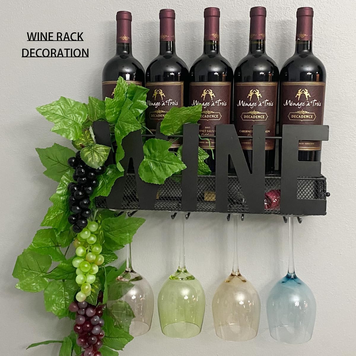 Ginojex 8 Bunches Artificial Grapes with Vines for Decor