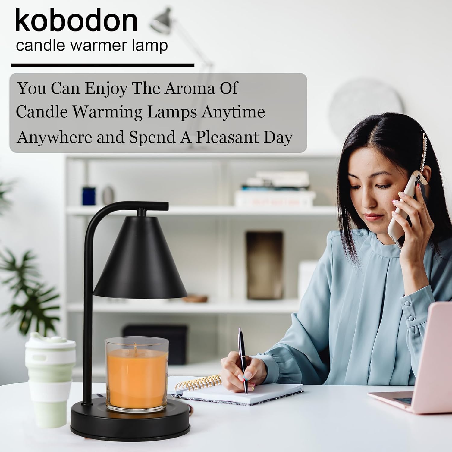 Candle Warmer Lamp with 2 Bulbs Black Jar Design