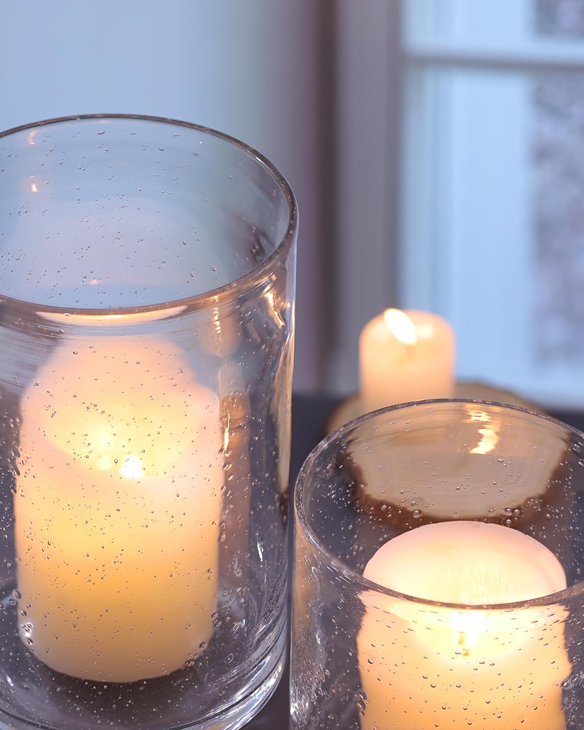 NITIME Hurricane Candle Holder Set of 3 Clear Glass Holders