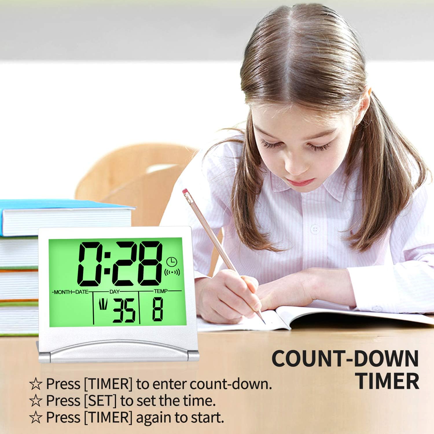 Betus Digital Travel Alarm Clock with Backlight