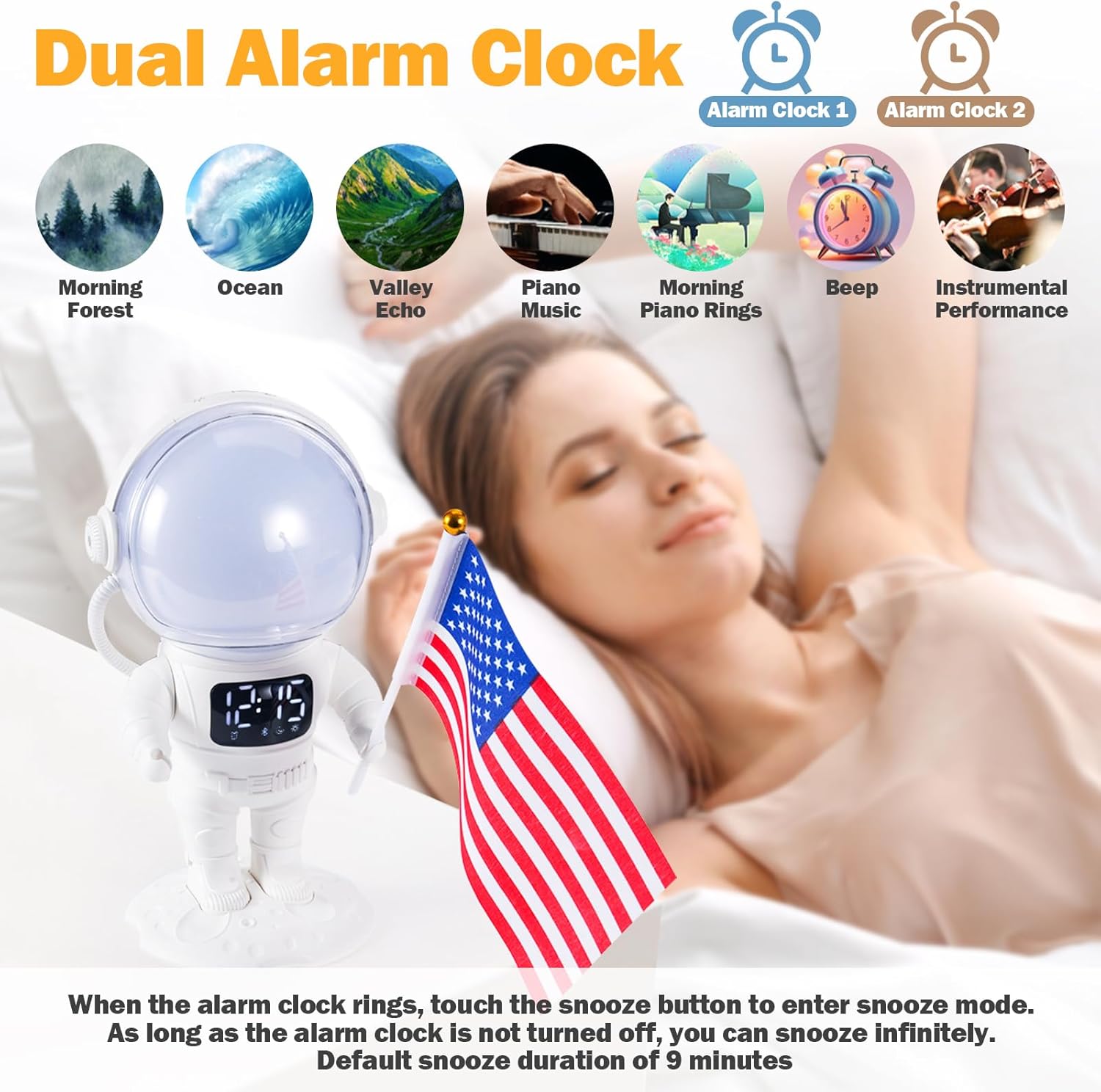 Astronaut Sunrise Alarm Clock with Light and Sounds