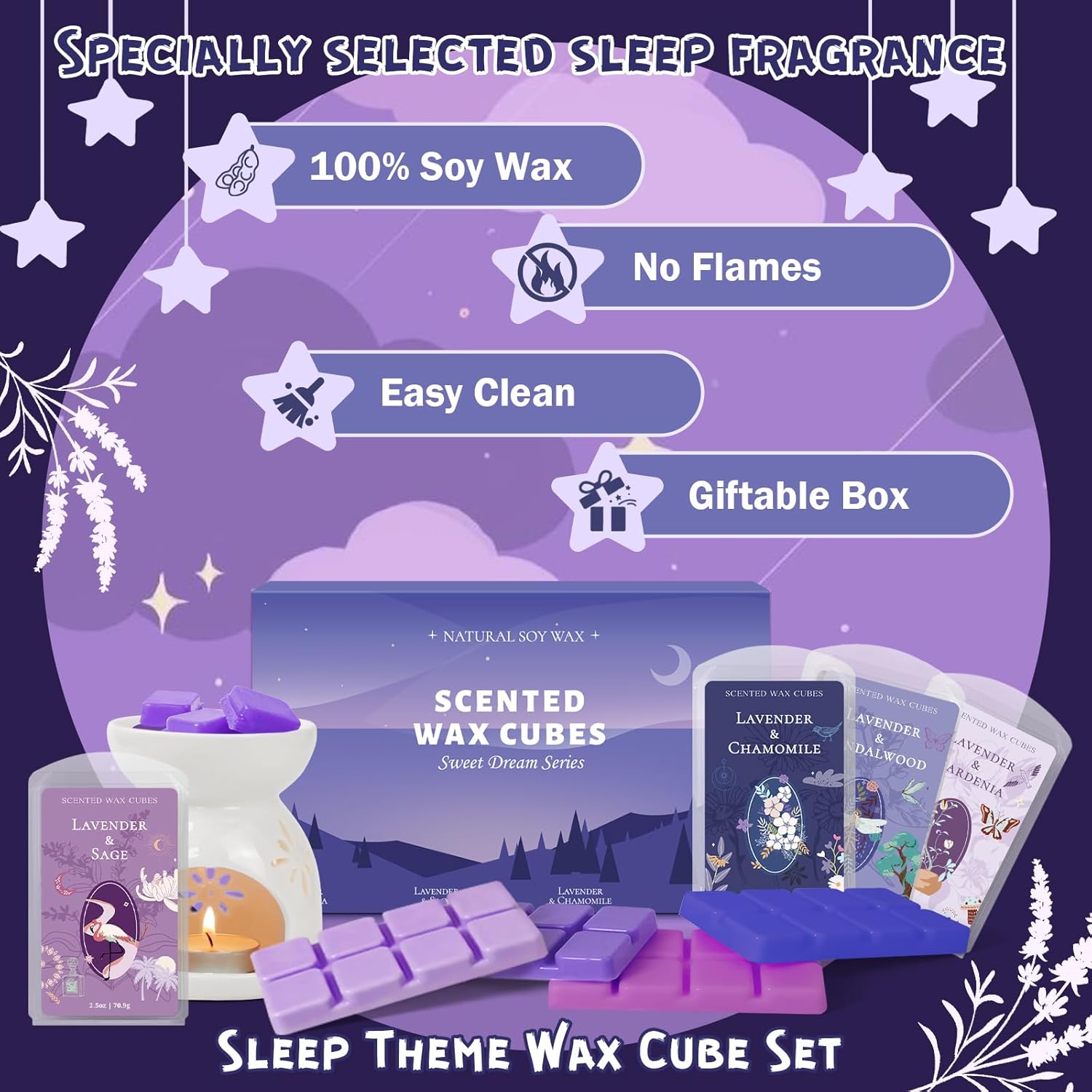 SCENTORINI Wax Melts 4-Pack Lavender Scent for Sleep