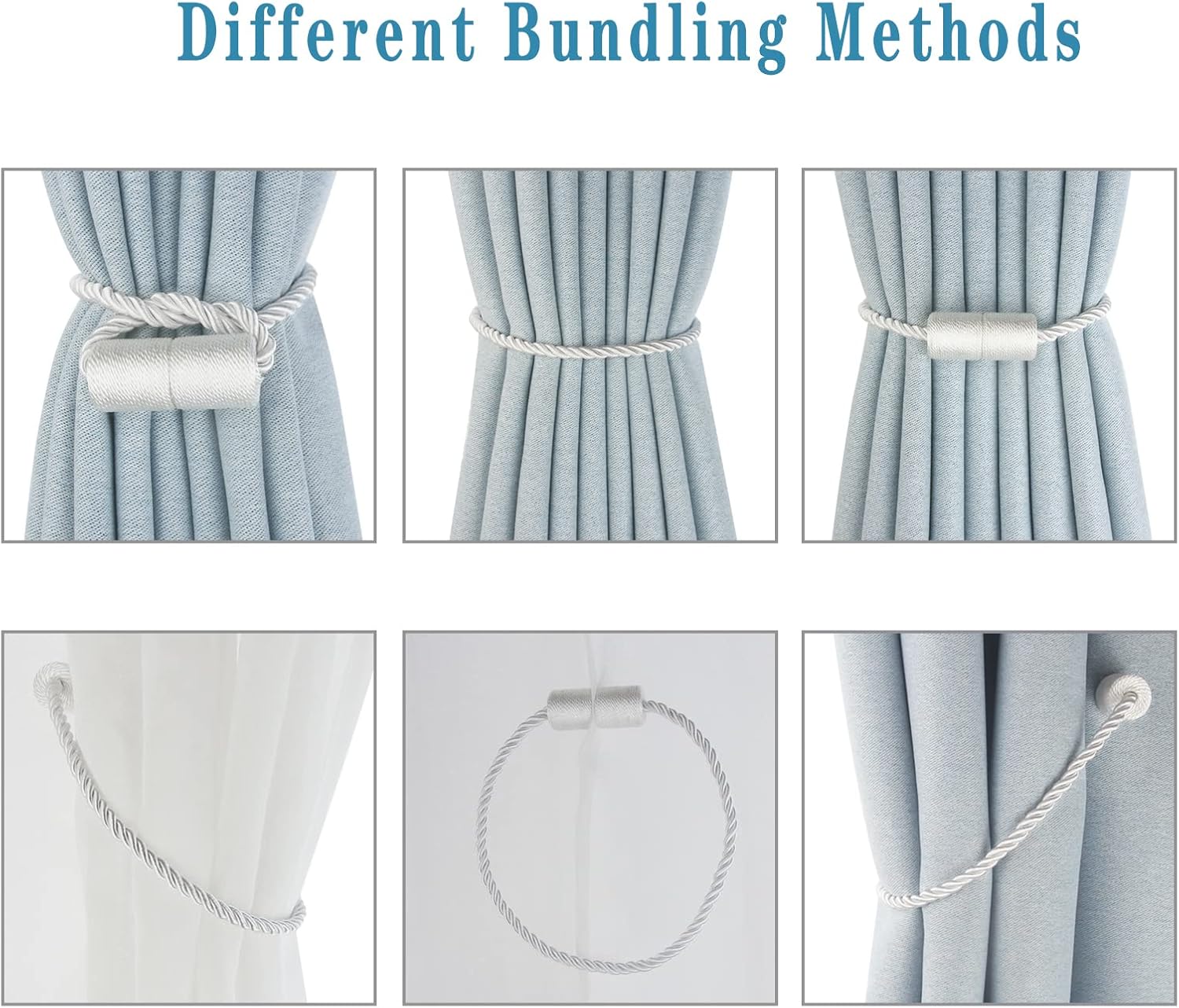 Hangtty Magnetic Curtain Tiebacks 6 Pack White Holdbacks