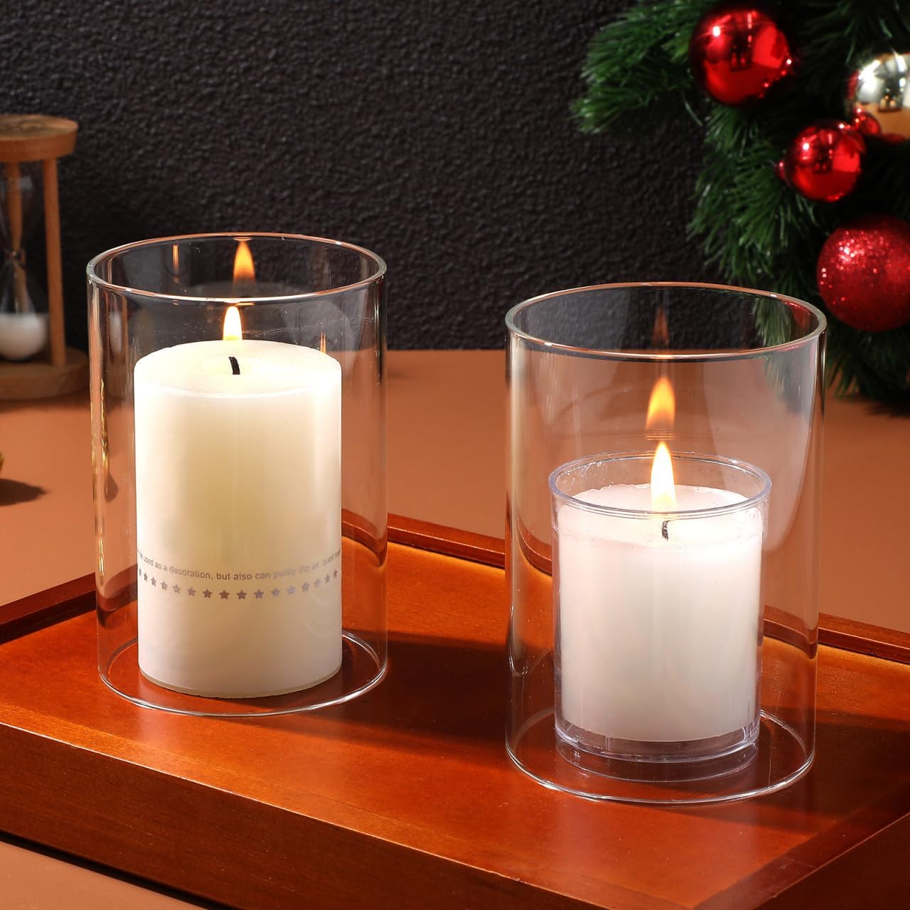 Holibanna Cylinder Vases 2pcs Candle Chimney Glass Holder
