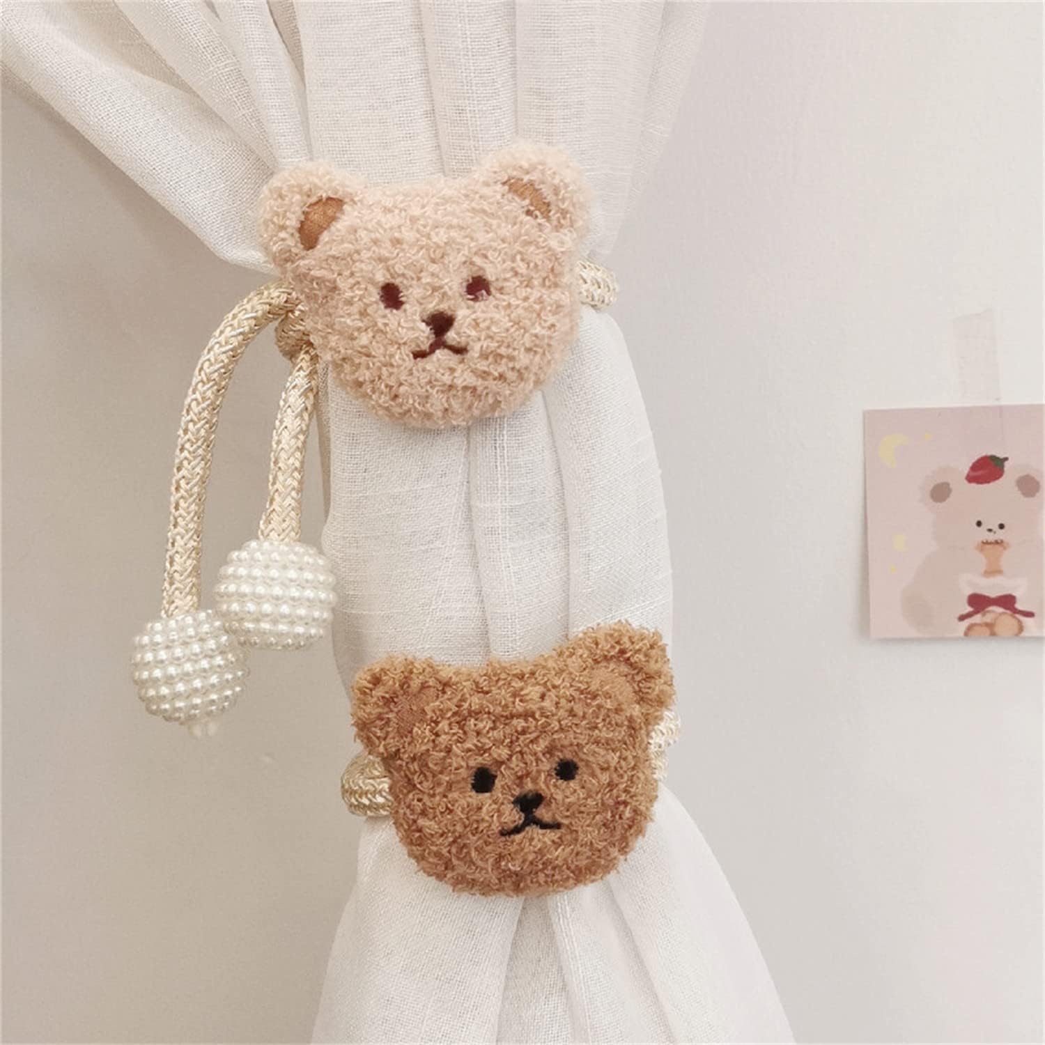 2 Pack Cartoon Bear Curtain Tiebacks White