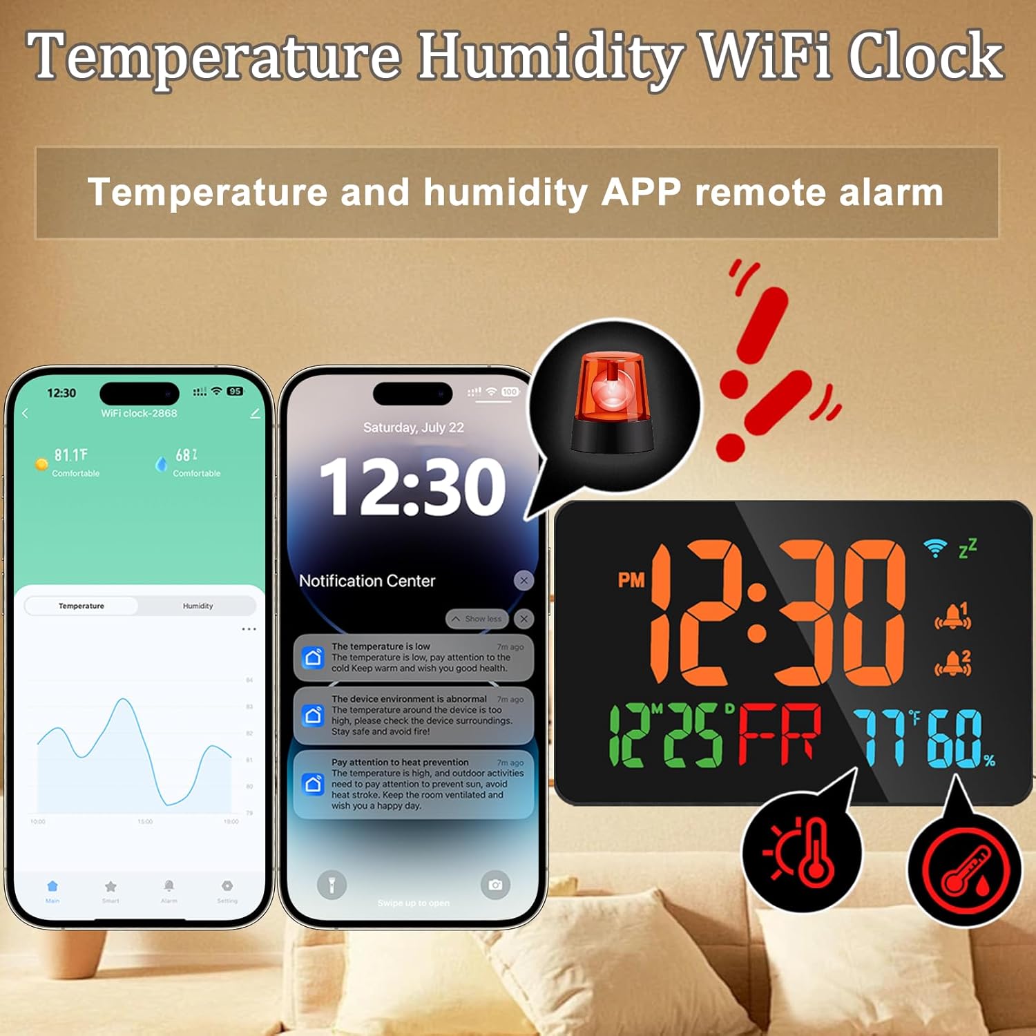 WiFi Atomic Clock with Temperature Humidity and Dual Alarm