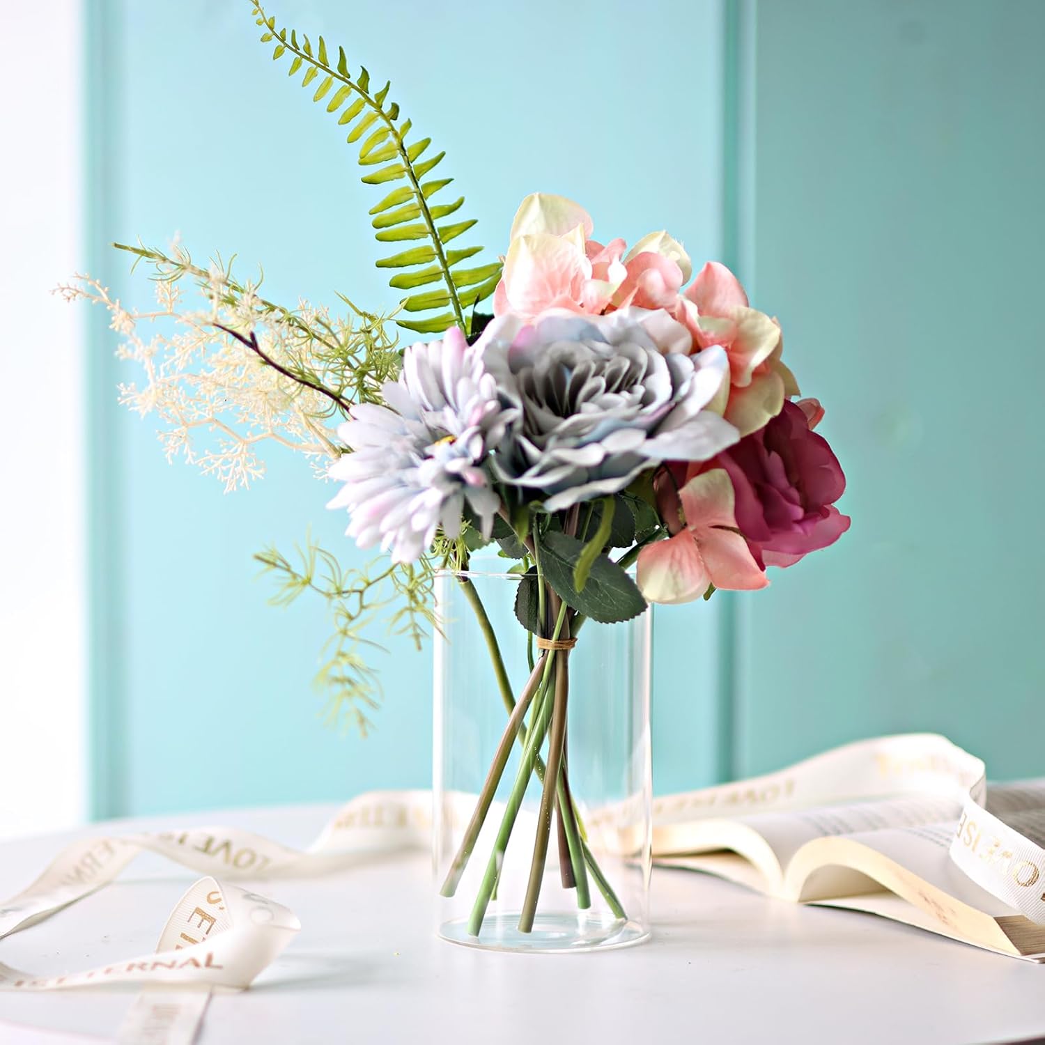12Pcs Clear Glass Cylinder Vases for Centerpieces