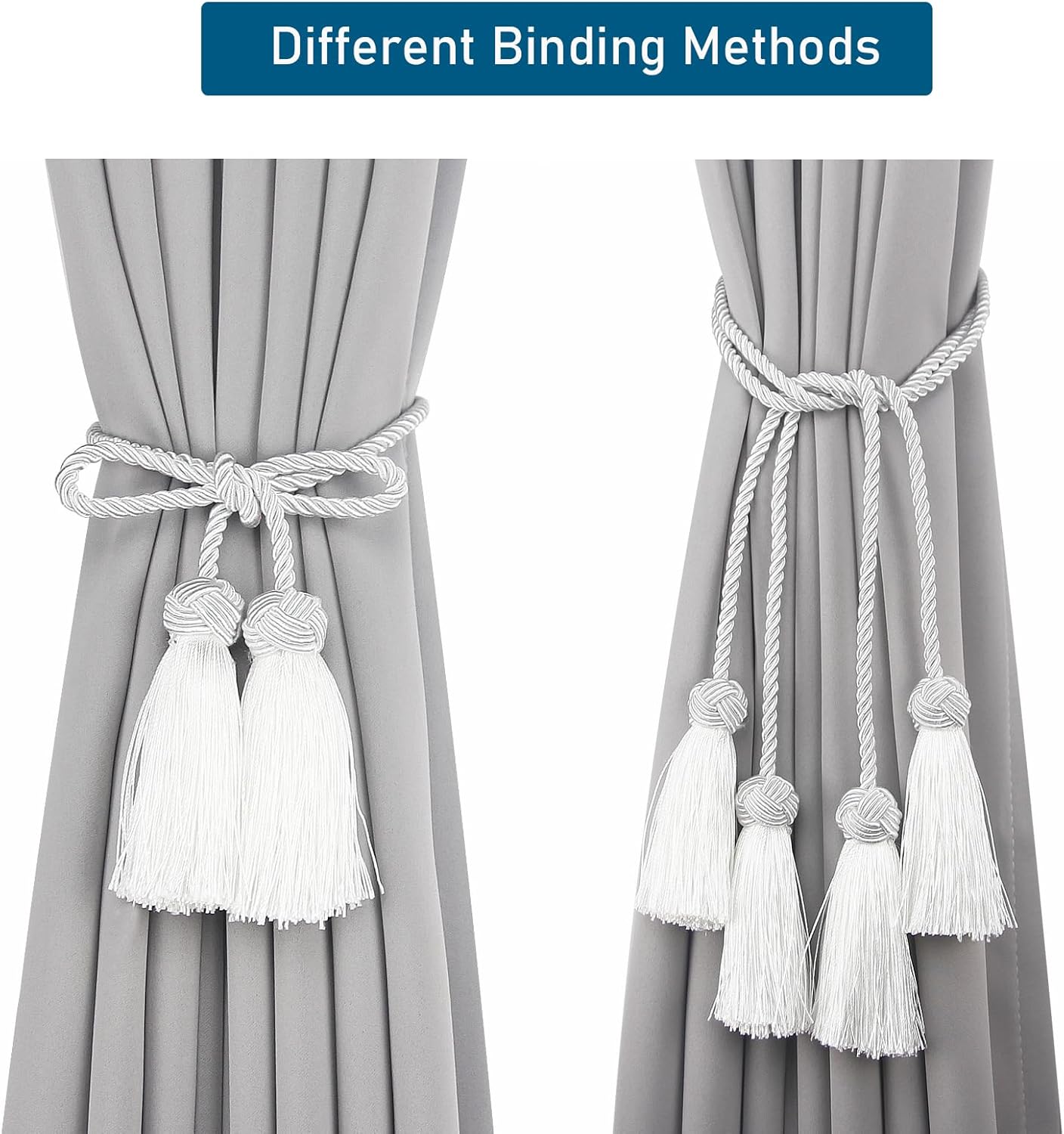 Elegant White Curtain Tiebacks with Tassel 2pack