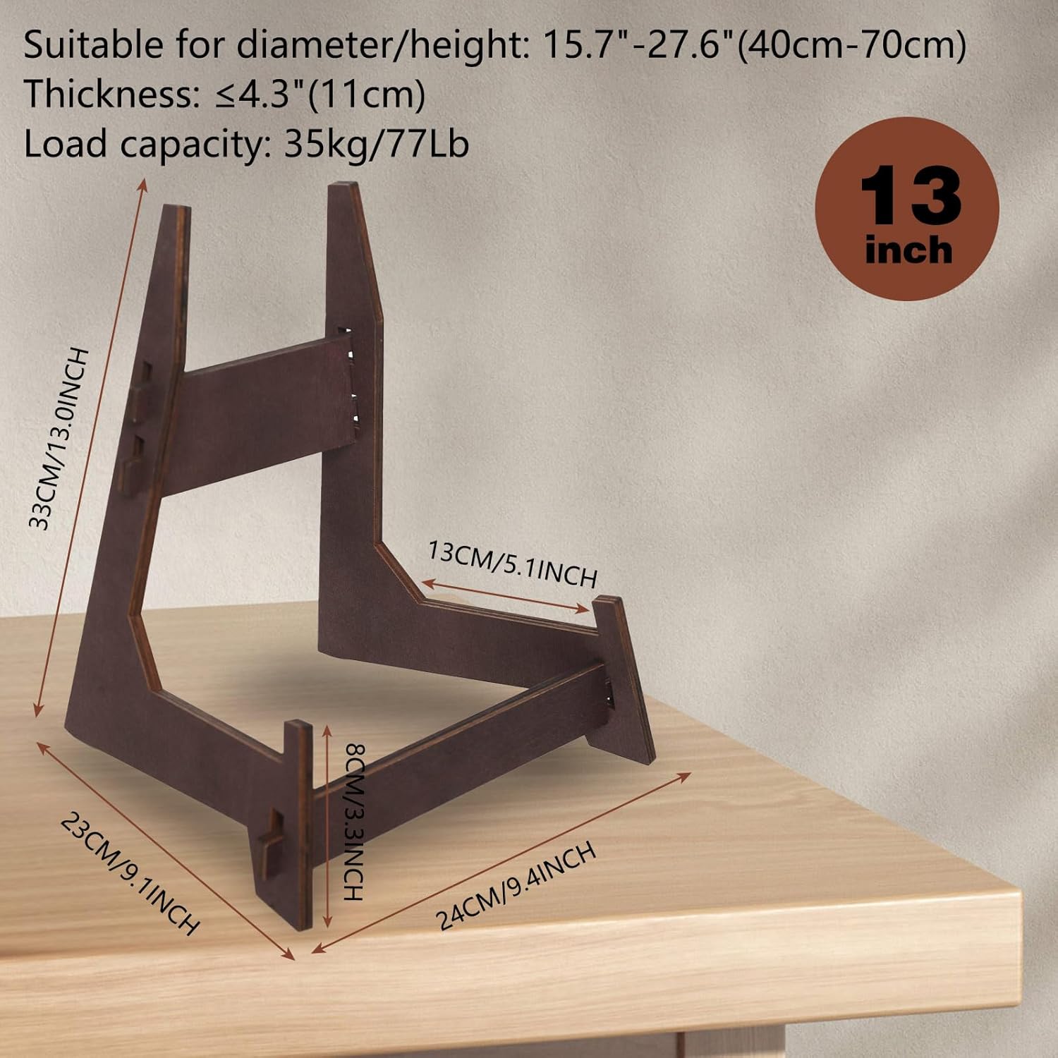 13 Inch Wooden Plate Display Stand Frame Holder