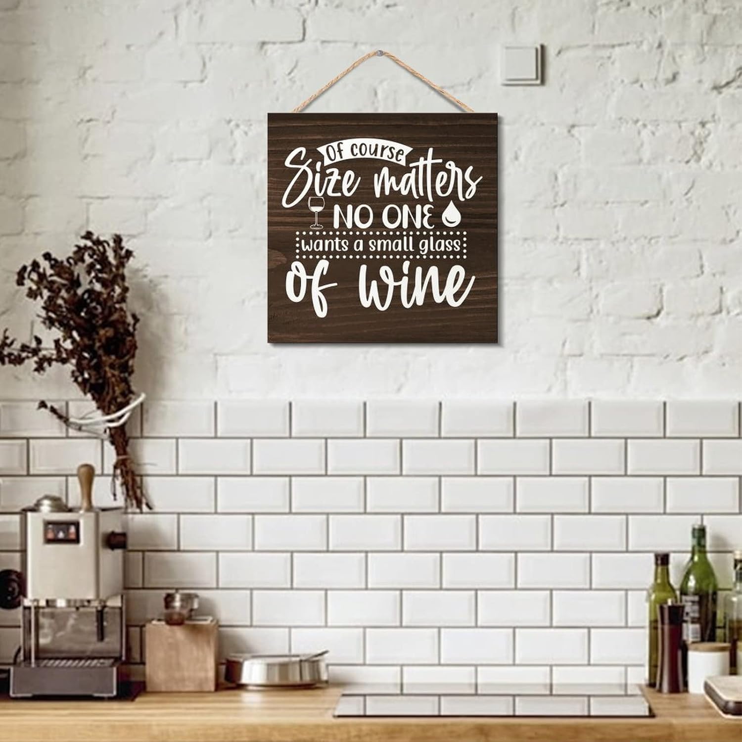 Wooden Wine Quote Sign for Farmhouse Decor 12x12 Inch