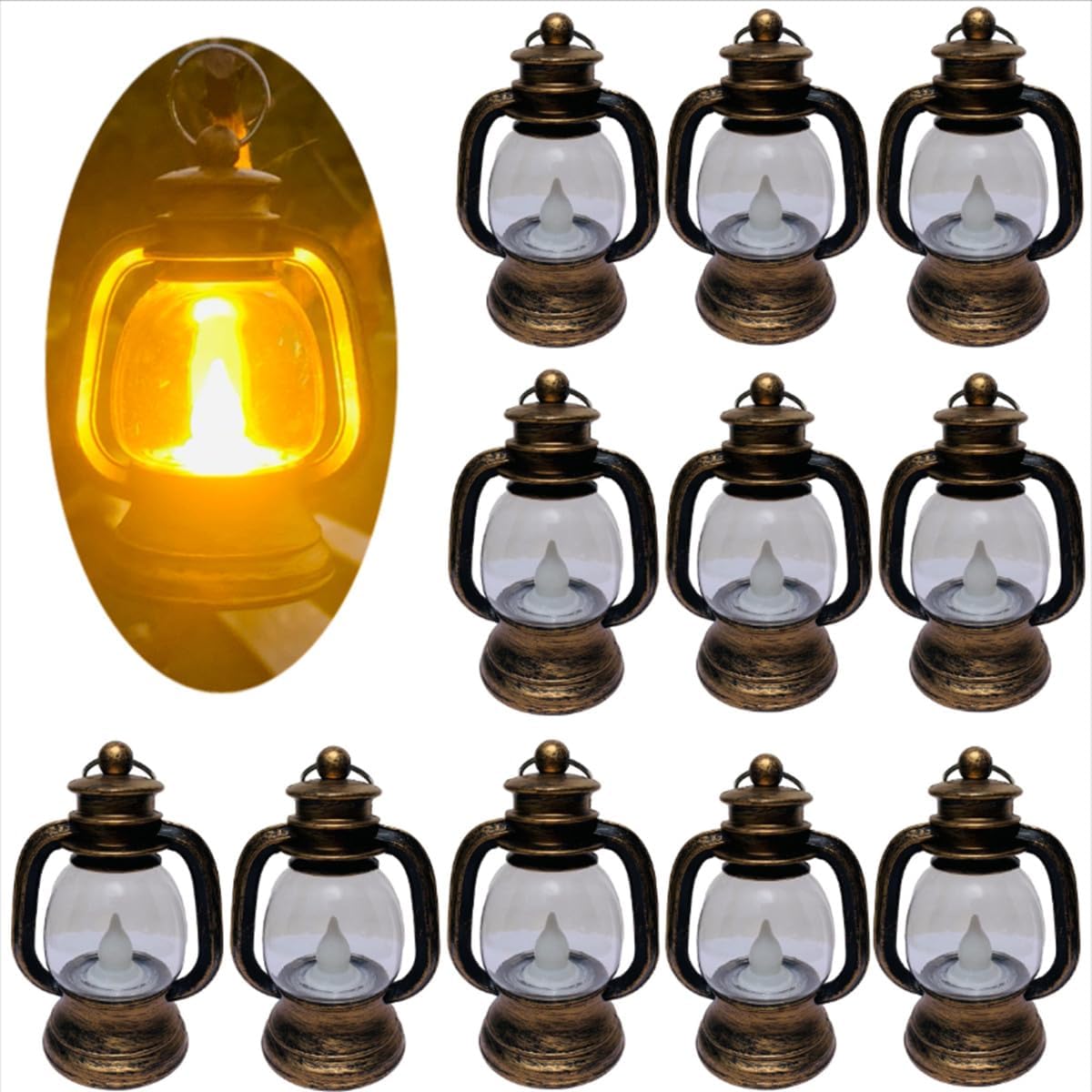 12 Pack Mini Decorative Candle Lanterns with LED Candles