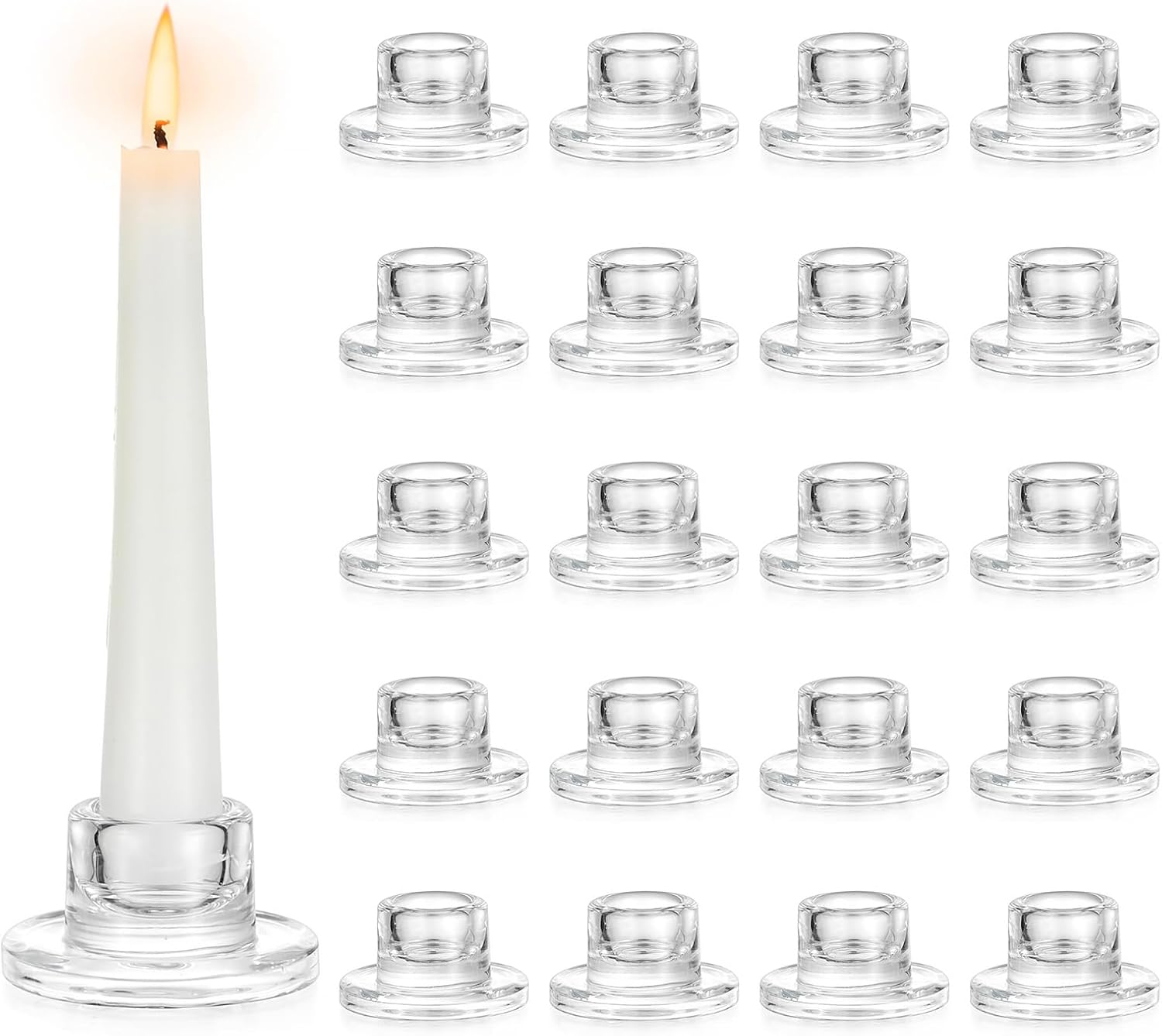 Hewory 20PCS Clear Taper Candle Holders Set
