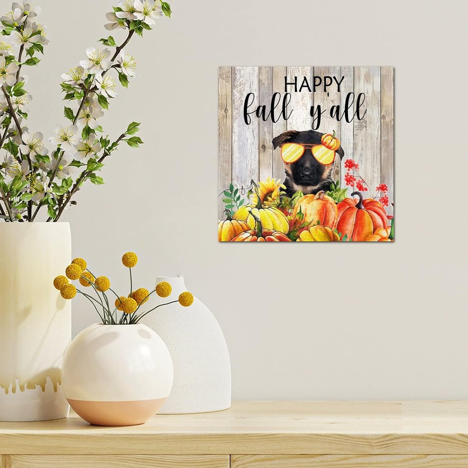 Thanksgiving Fall Wood Sign Plaque 8x8in