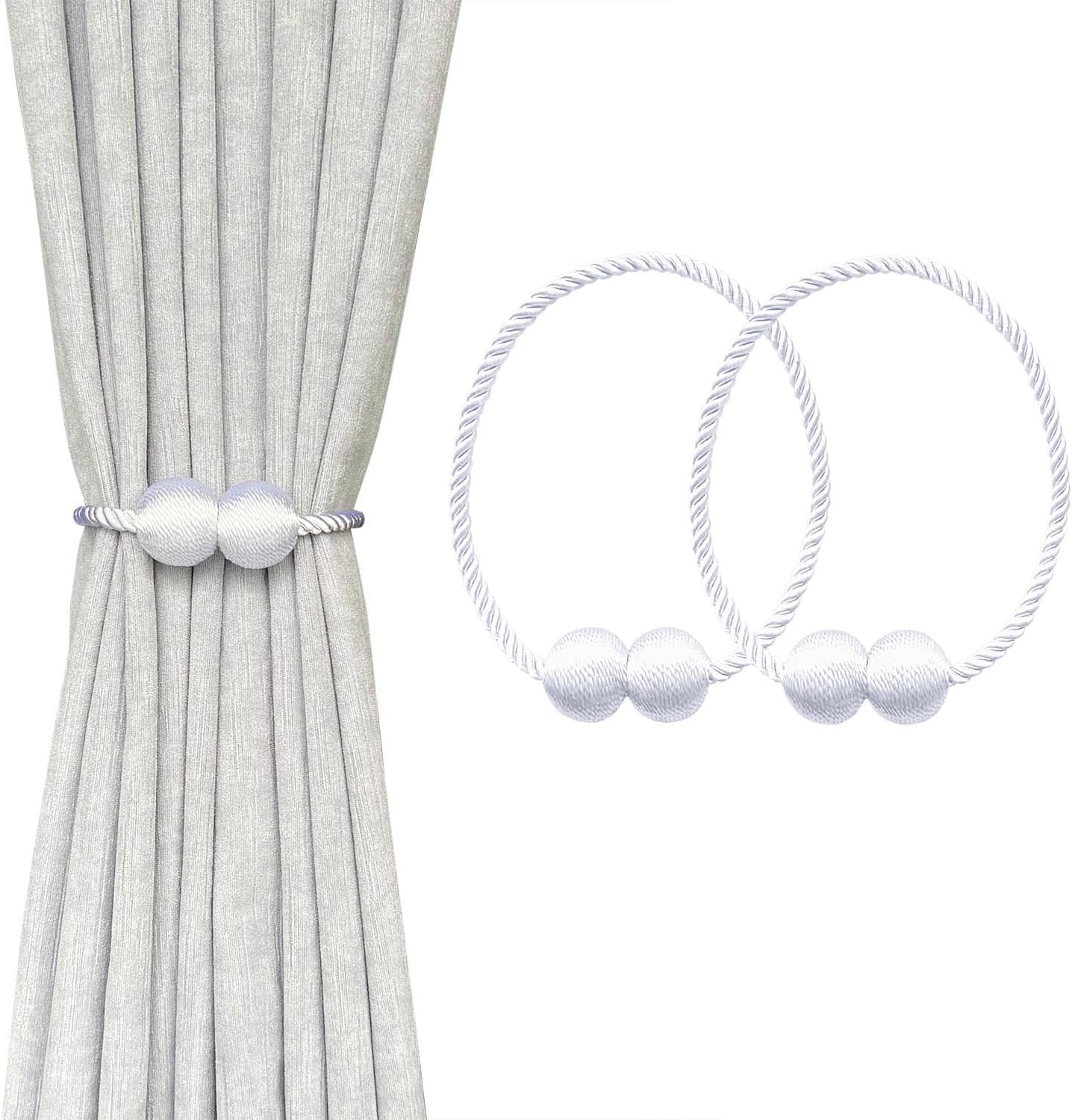 Melaluxe 2 Pack Magnetic Curtain Tiebacks White