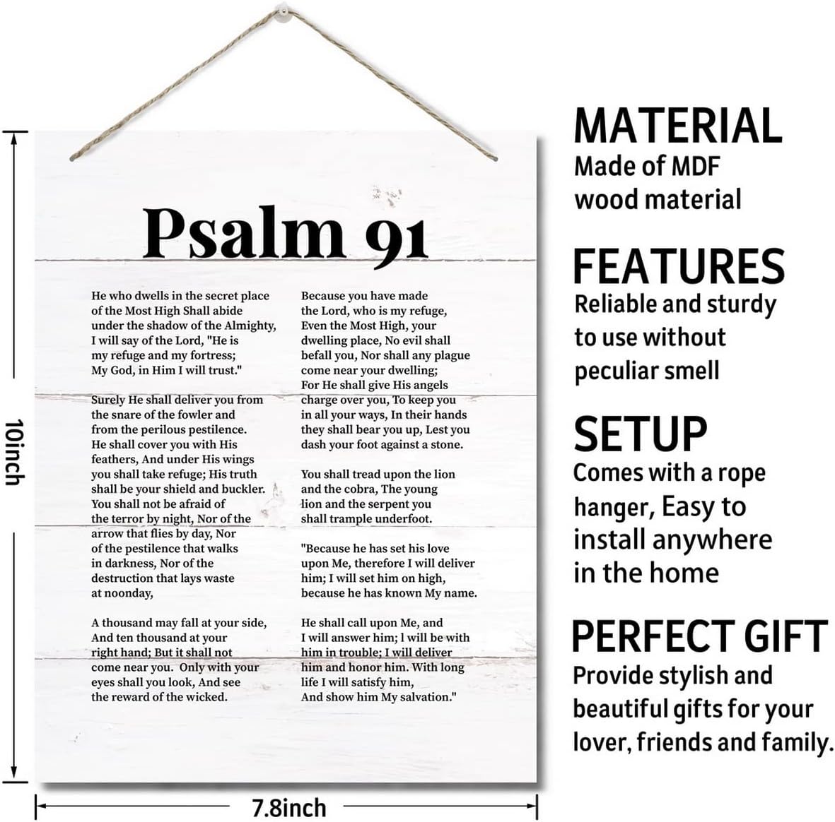 Psalms 91 Christian Inspirational Wall Decor Sign