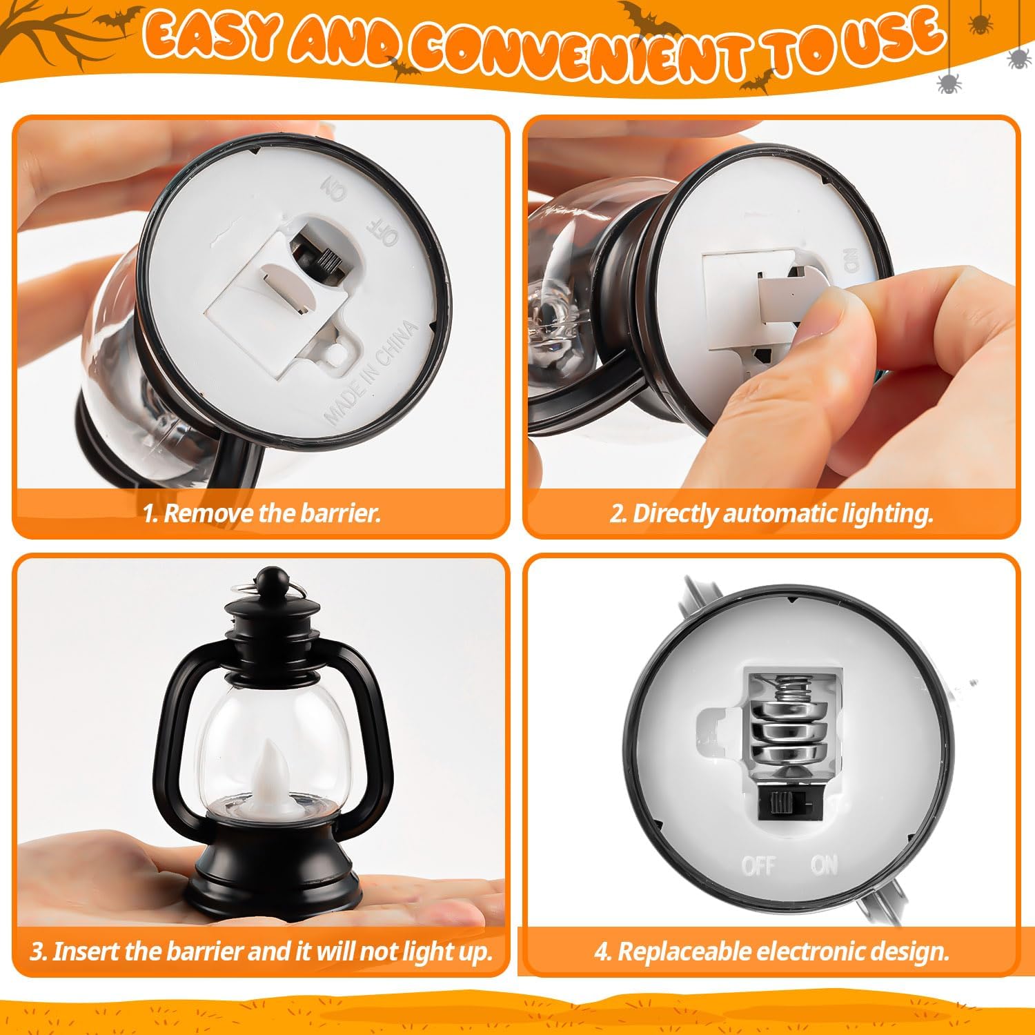 12 Pcs Halloween Mini Lantern with LED Candle