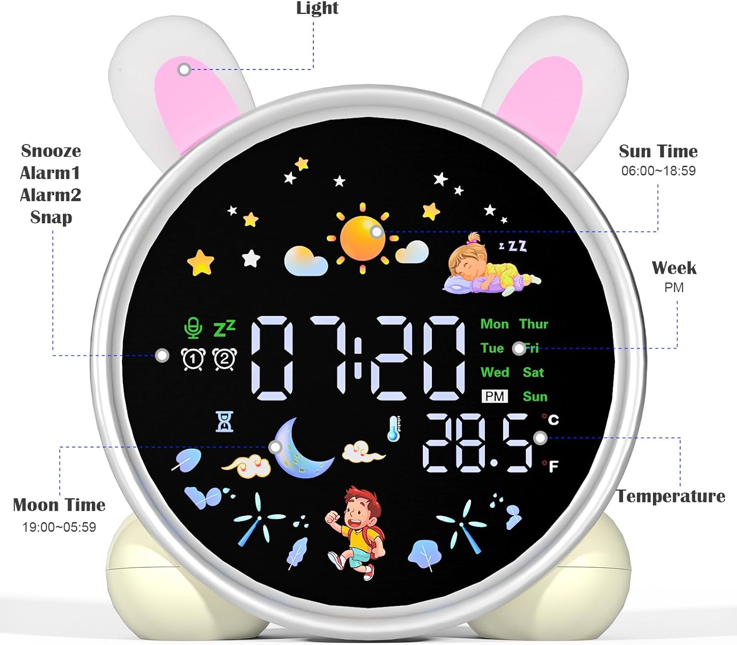 Kids Alarm Clock with Night Light and Sleep Training