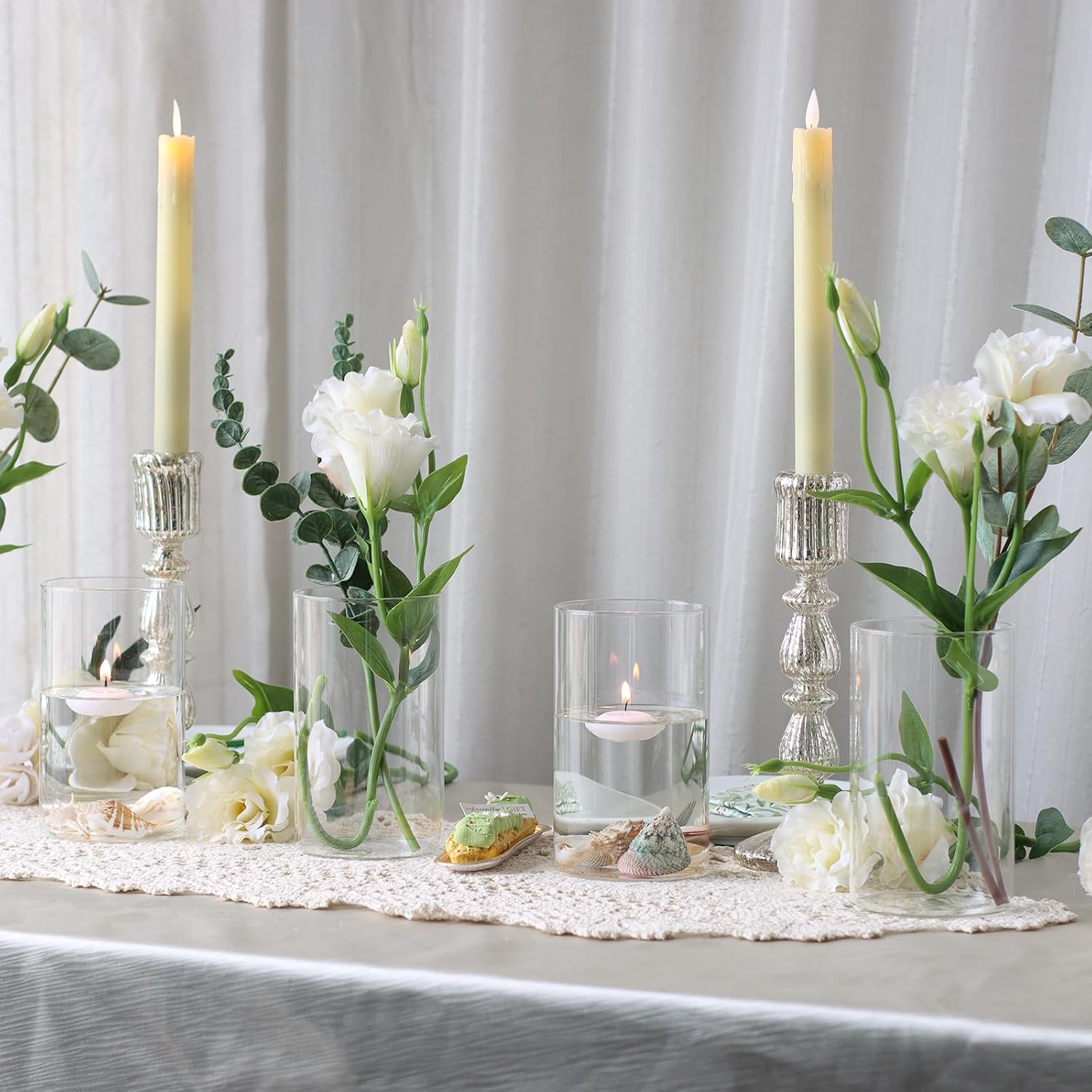12Pcs Clear Glass Cylinder Vases for Centerpieces