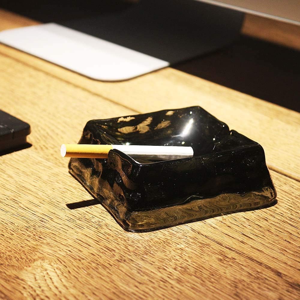 Dark Grey Glass Ashtray for Cigarettes