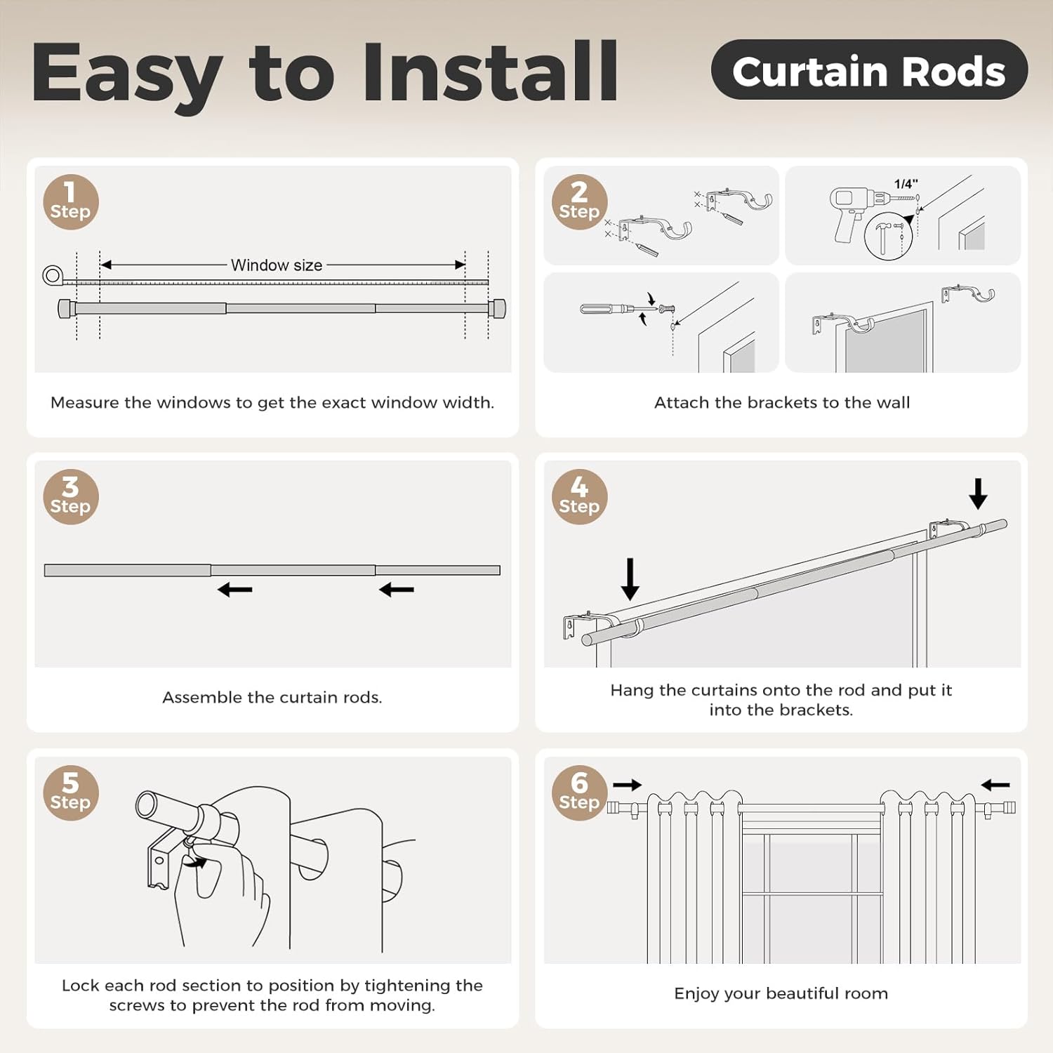 Wood Curtain Rods 30-88 Inches Heavy Duty 1 Inch Diameter